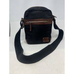 WILL LEATHER GOODS‎ Black Canvas And Leather Small Messenger Crossbody Bag
